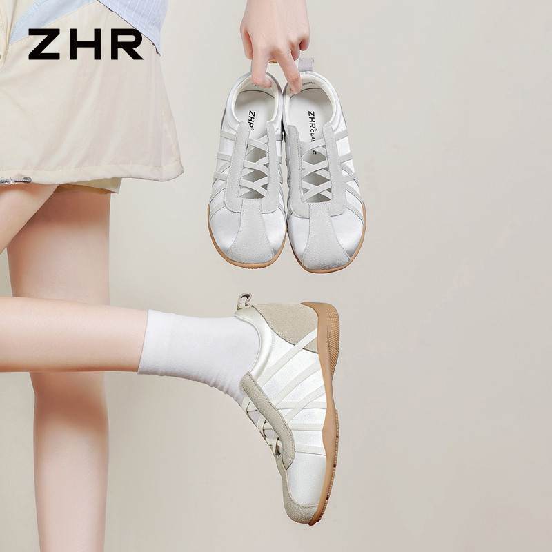 13680378.【ZHR则则】运动玛丽珍鞋圆头套脚内增高女鞋[沙丁布+牛剖层绒面革]