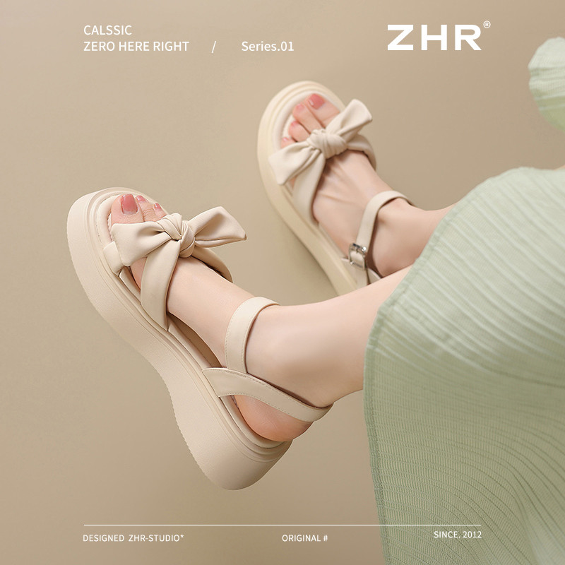 13641582.【ZHR则则】厚底凉鞋露趾搭扣厚底女鞋[PU]