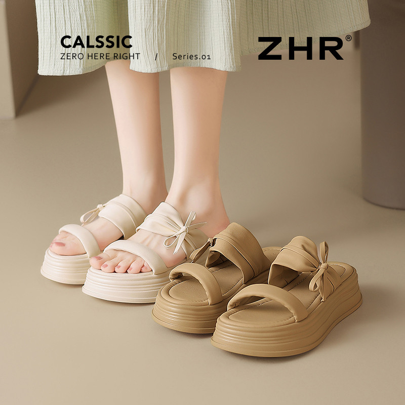 13641543.【ZHR则则】厚底拖鞋露趾套脚厚底女鞋[PU]