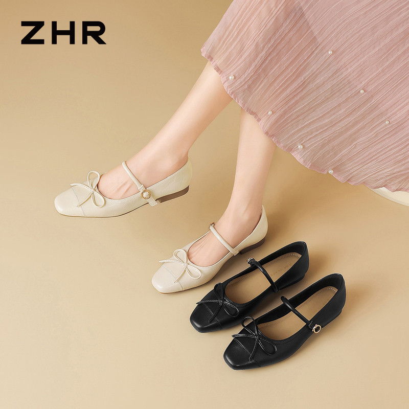 13641546.【ZHR则则】平底玛丽珍鞋方头搭扣平底女鞋[羊皮软垫]