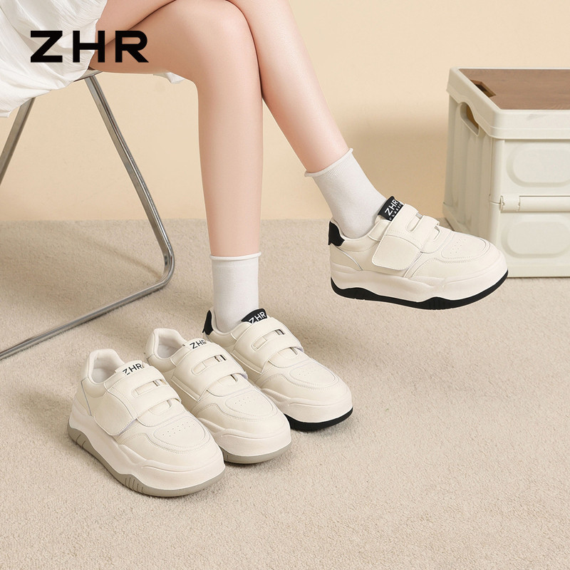 13795796.【ZHR则则】厚底小白鞋圆头魔术贴厚底女鞋[猪皮软垫]