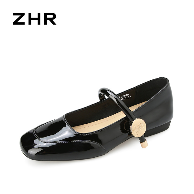 13641547.【ZHR则则】平底玛丽珍鞋圆头套脚平底女鞋[镜面PU]