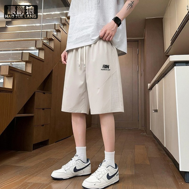 13654437.夏季透气短裤男士新款潮流印花五分裤子青少年学生休闲运动裤