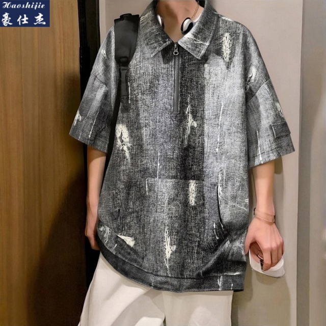 13644757.《百搭潮流》夏季新款青年短袖T恤新潮痞帅凉感POLO衫