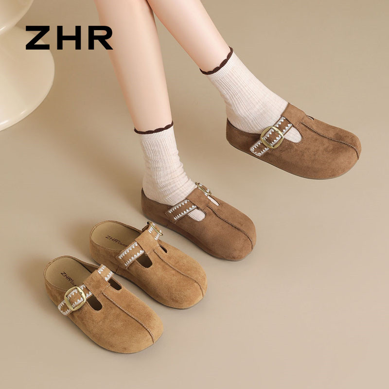 13641585.【ZHR则则】勃肯拖鞋圆头套脚厚底女鞋[牛奶绒]