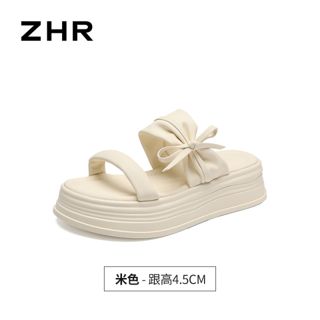 13641543.【ZHR则则】厚底拖鞋露趾套脚厚底女鞋[PU]