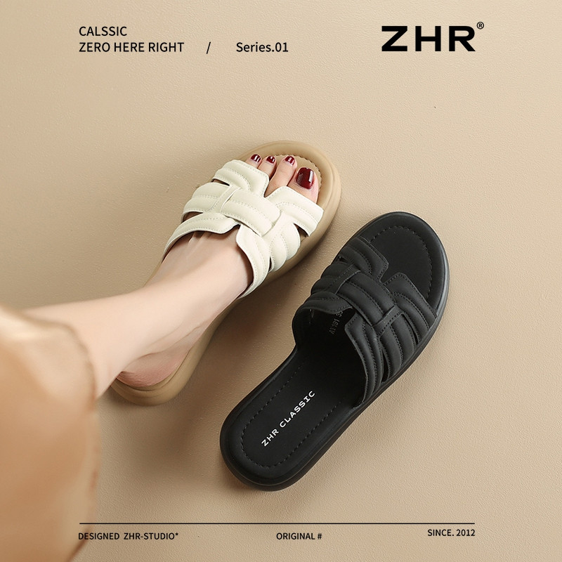 13641590.【ZHR则则】平底拖鞋露趾套脚平底女鞋[超纤]