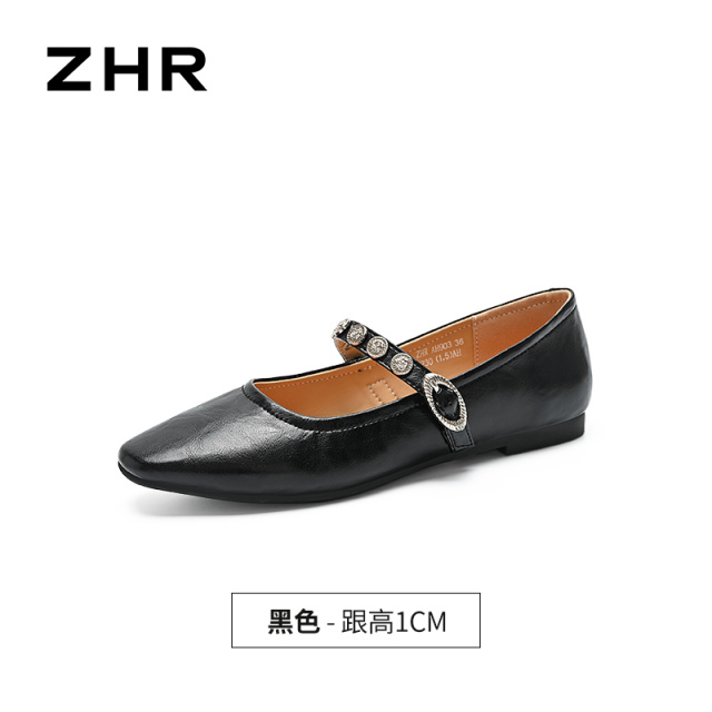 13641566.【ZHR则则】平底玛丽珍鞋圆头套脚平底女鞋[羊剖层移膜革]