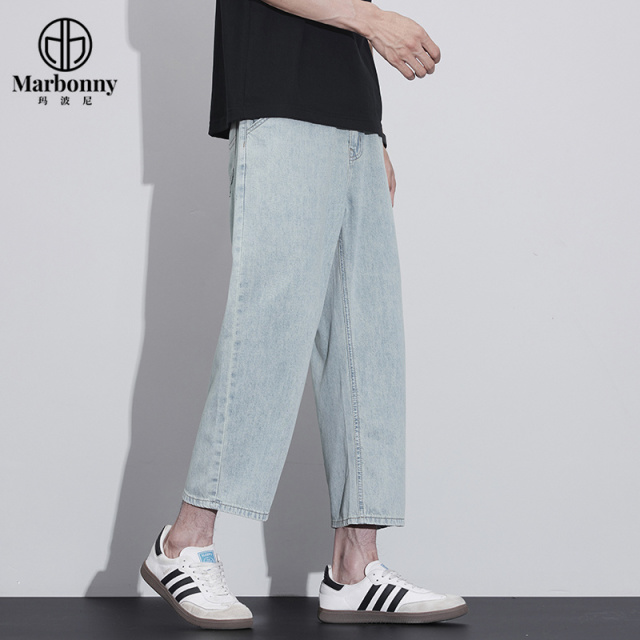 13655084.夏季清凉薄款男士牛仔裤休闲八分裤