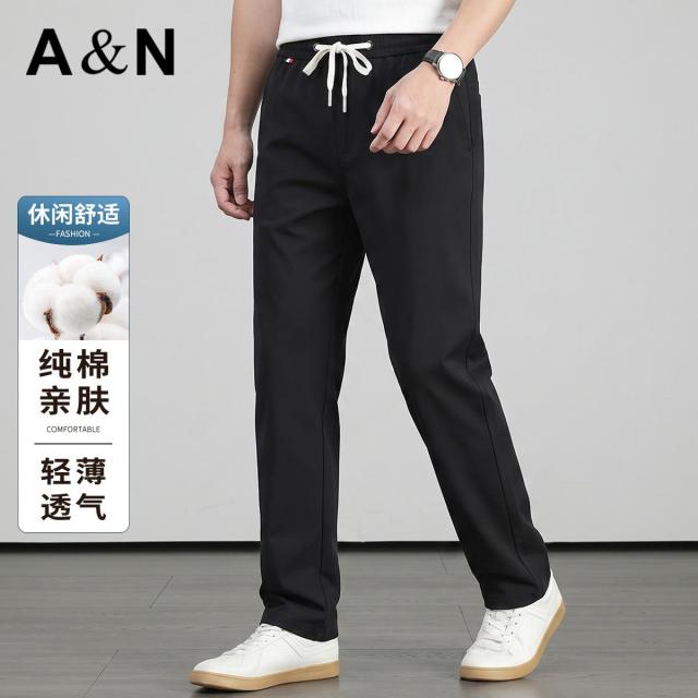 13658819.【100%棉】夏季薄款透气耐磨舒适男士休闲裤简约百搭直筒长裤