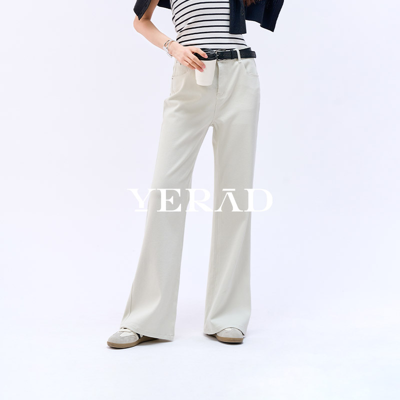 13657772.【娅丽达】理想裤宽松筒喇牛仔裤女加长拖地遮肉直筒喇叭裤