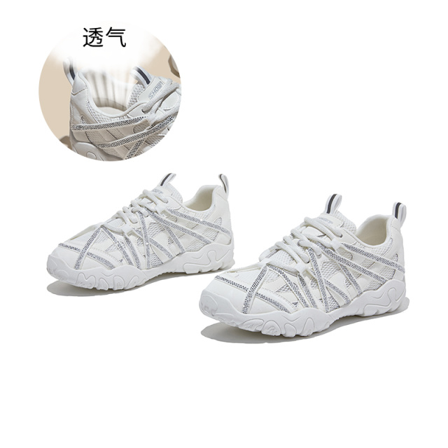 13661125.墨斯本真皮垫水钻系带软底阿甘鞋新款潮流时尚运动轻便舒适透气百搭女式休闲鞋12780