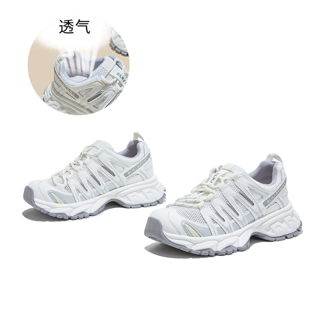 13661123.墨斯本真皮垫吸膜底系带老爹鞋新款简约纯色网面透气轻便舒适运动百搭女式休闲鞋12867