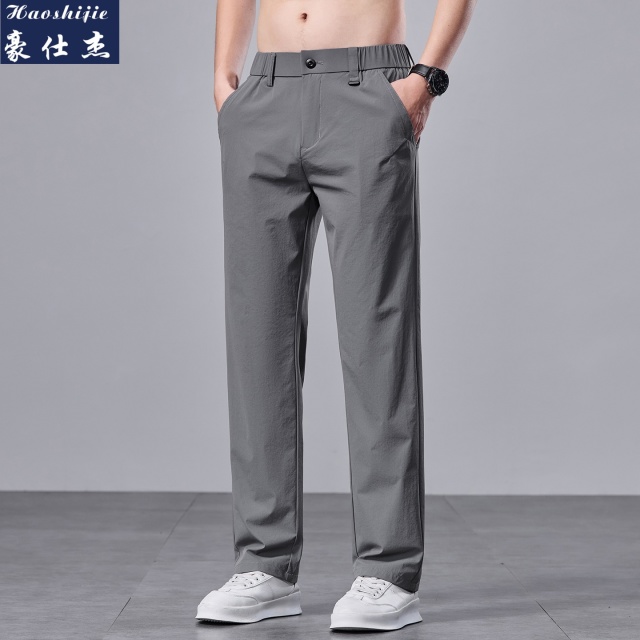 13661868.《简约时尚》春夏季新款冰爽透气潮流男士商务休闲直筒裤子