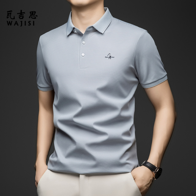13666263.中年男士短袖翻领POLO衫夏季新款凉感商务休闲高级感爸爸T恤
