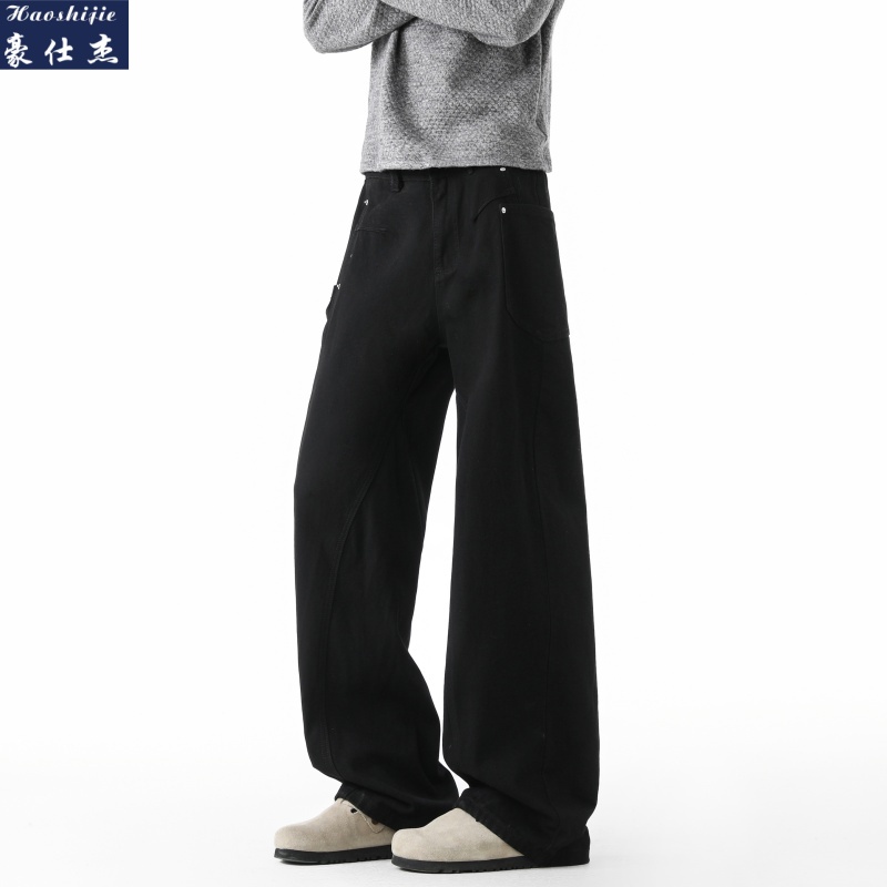 13669182.《简约潮流》春夏季新款青少年男士牛仔裤休闲阔腿裤
