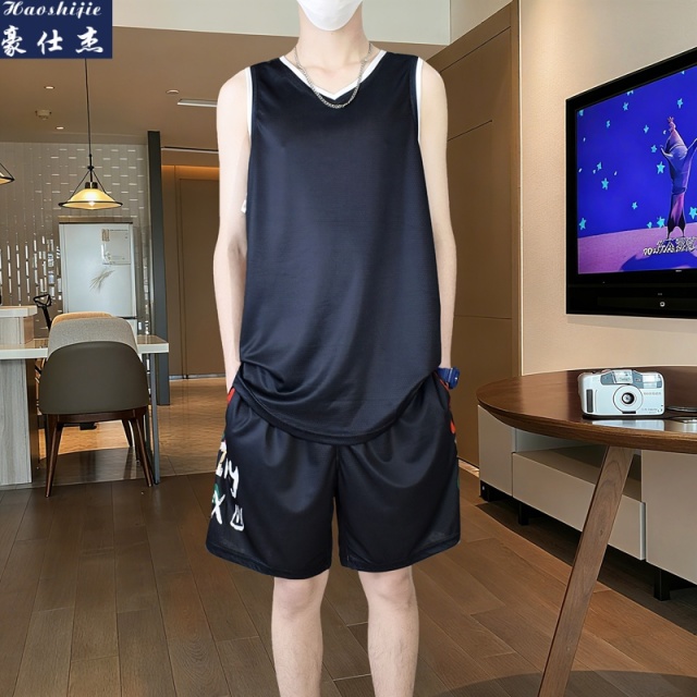 13669183.《简约时尚》夏季美式青少年篮球服套装男女休闲运动比赛训练服