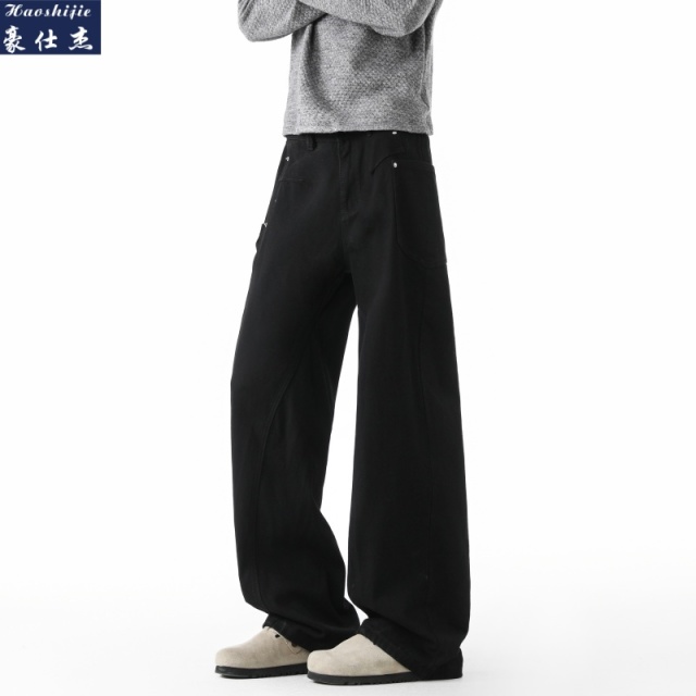 13669182.《简约潮流》春夏季新款青少年男士牛仔裤休闲阔腿裤