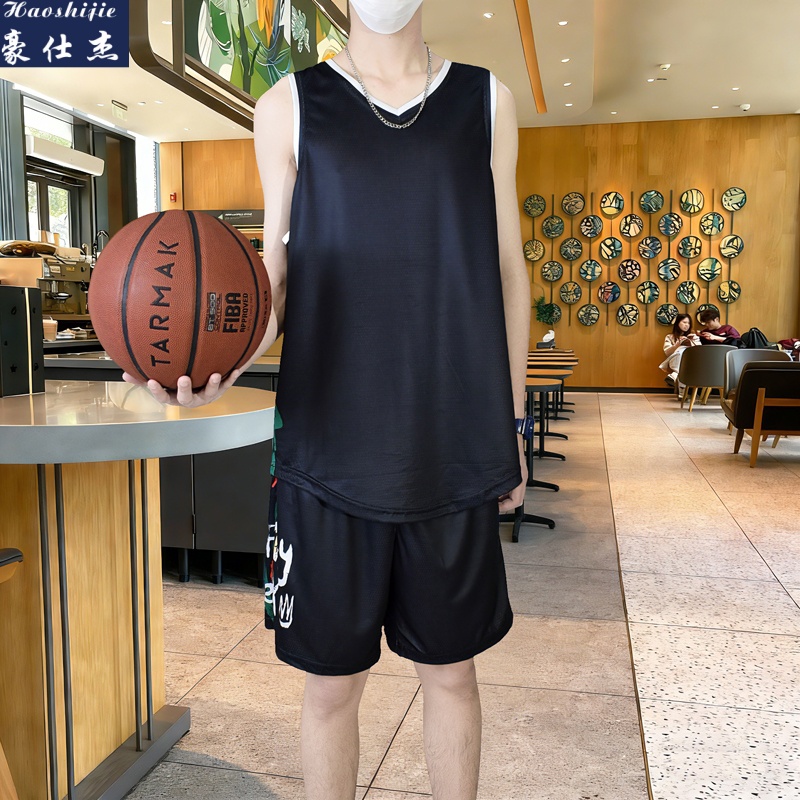 13669183.《简约时尚》夏季美式青少年篮球服套装男女休闲运动比赛训练服