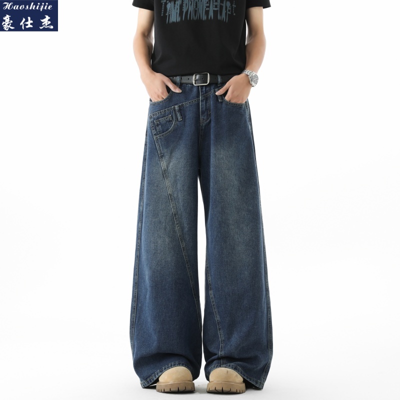 13669185.《休闲时尚》春夏季新款潮流青少年男士牛仔裤休闲阔腿裤
