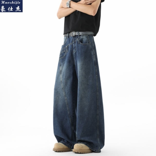 13669185.《休闲时尚》春夏季新款潮流青少年男士牛仔裤休闲阔腿裤
