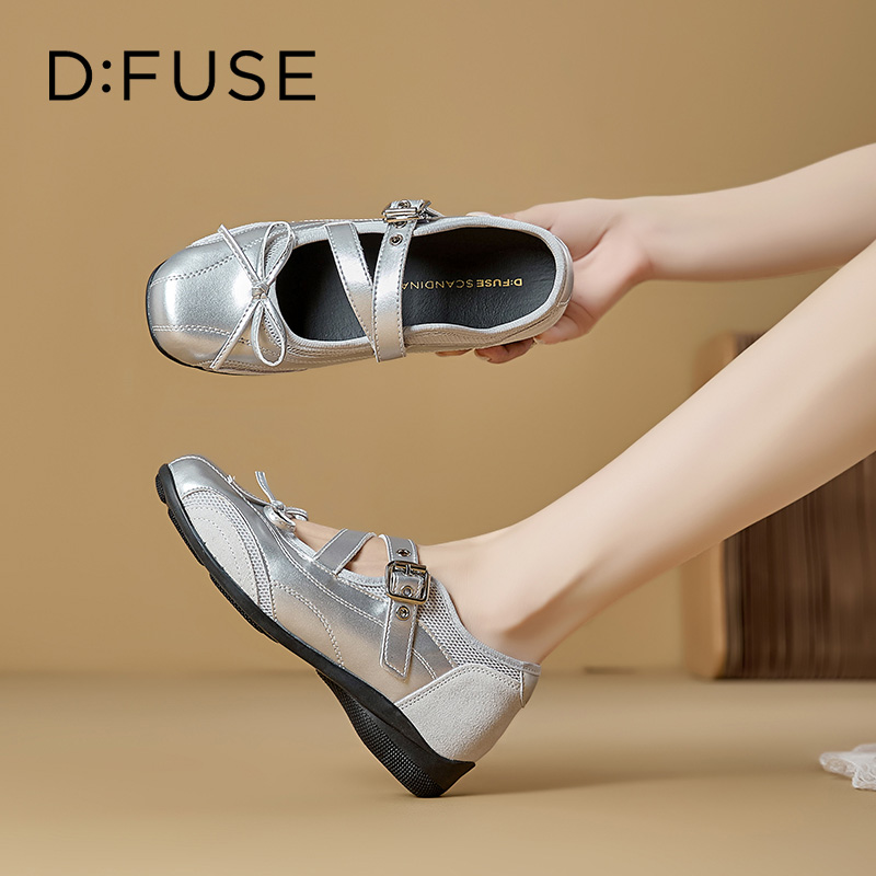 13670011.墨斯本D:Fuse/迪芙斯新款方头蝴蝶结时尚交叉带女单鞋星期六集团DFE111184I