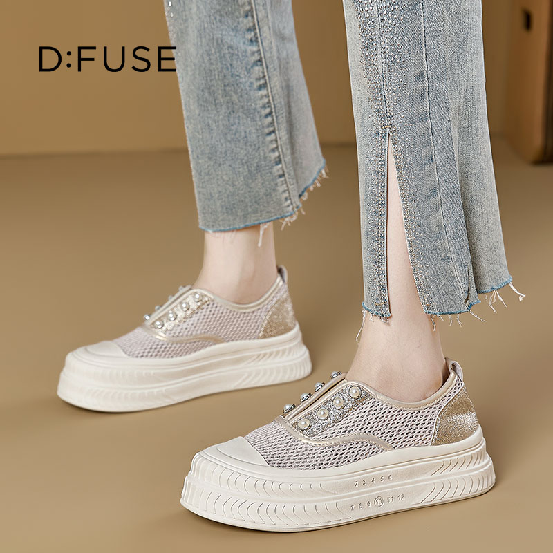 13670017.墨斯本D:Fuse/迪芙斯新款厚底亮片网面透气休闲女鞋星期六集团DFE111255J