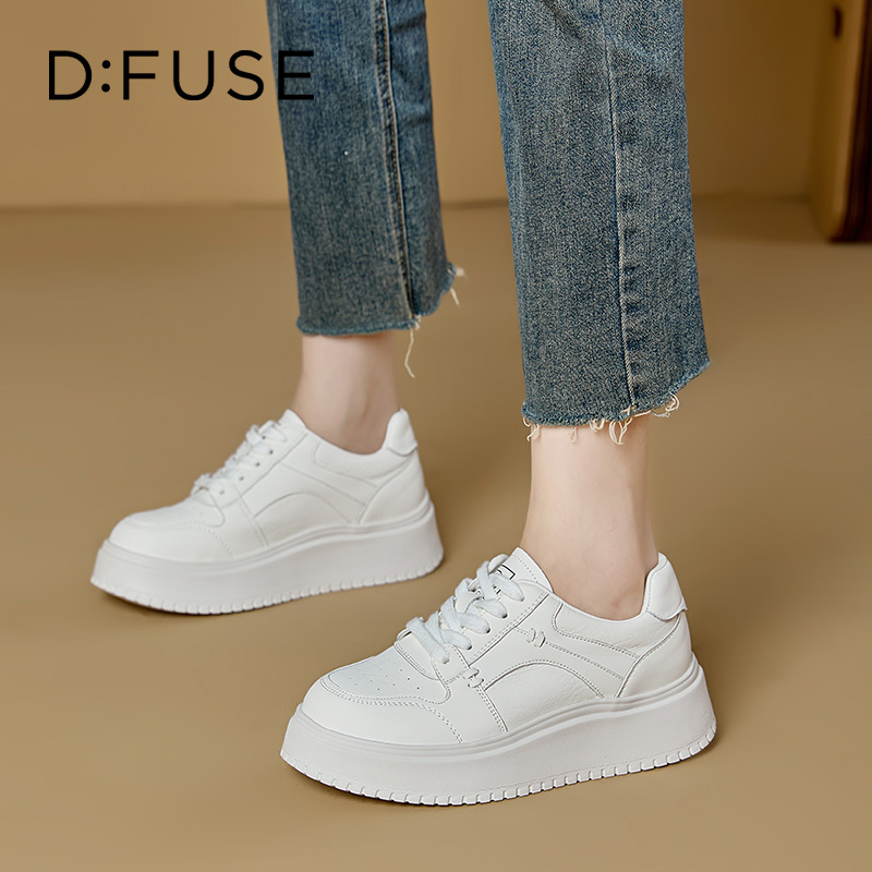 13669998.墨斯本D:Fuse/迪芙斯新款厚底小白鞋运动女休闲鞋星期六集团DFE111240J