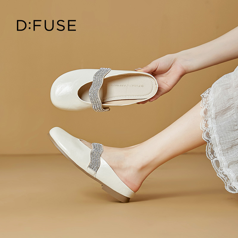 13670003.墨斯本D:Fuse/迪芙斯新款时尚水钻包头百搭软底女拖鞋星期六集团DFE211015I