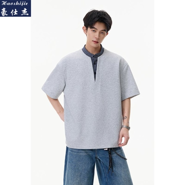 13670838.《休闲时尚》夏季新款男士百搭时尚休闲T恤短袖上衣