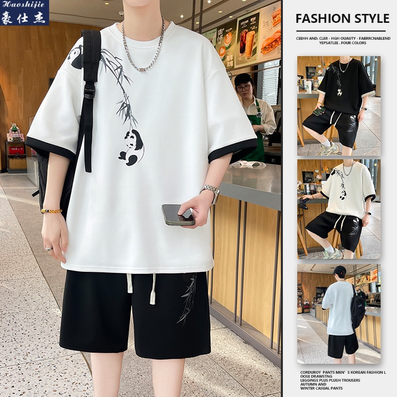 13672470.《休闲简约》夏季中国风印花套装青少年时尚百搭短袖短裤套装