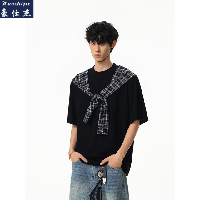 13670840.《时髦百搭》夏季新款男士休闲潮流T恤圆领短袖打底衫