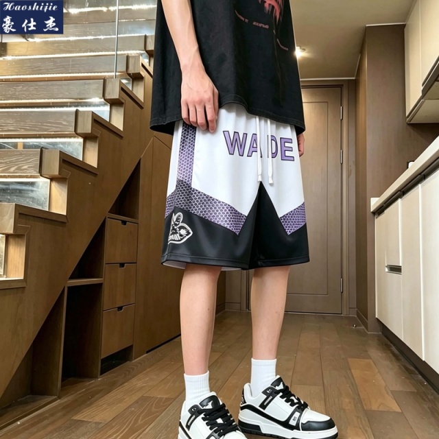 13672471.《简约时髦》夏季新款潮流渐变健身速干短裤运动宽松复古短裤