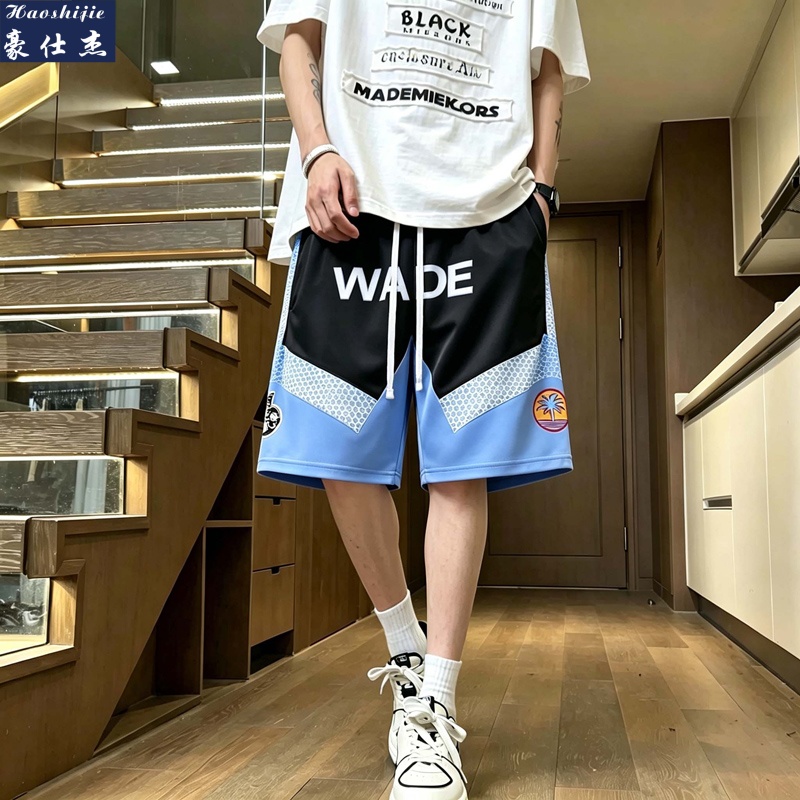 13672471.《简约时髦》夏季新款潮流渐变健身速干短裤运动宽松复古短裤