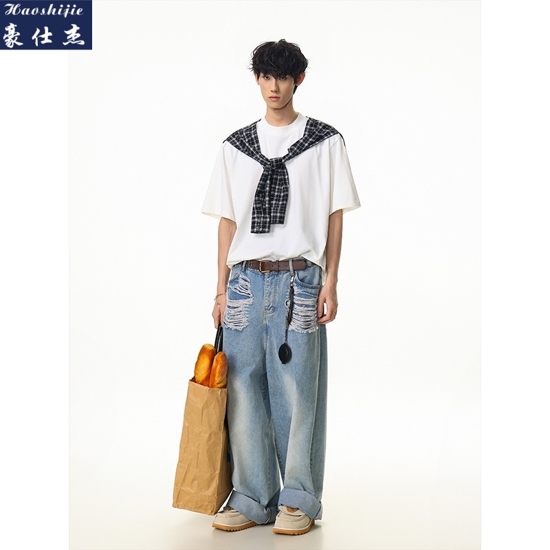 13670840.《时髦百搭》夏季新款男士休闲潮流T恤圆领短袖打底衫