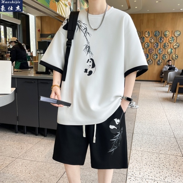 13672470.《休闲简约》夏季中国风印花套装青少年时尚百搭短袖短裤套装