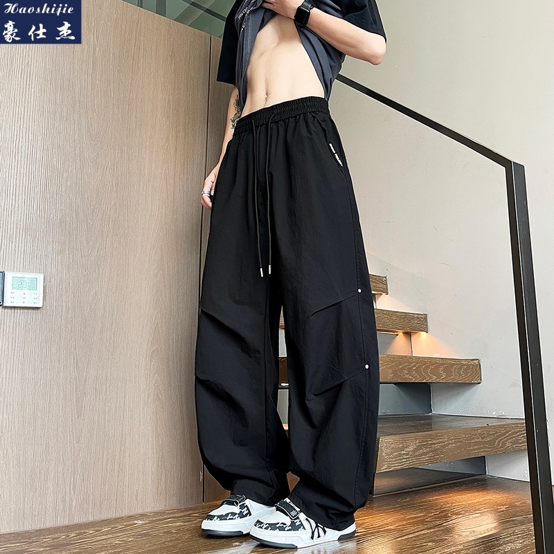 13673345.《百搭潮流》夏季新款冰感潮款弯刀裤青少年百搭裤子