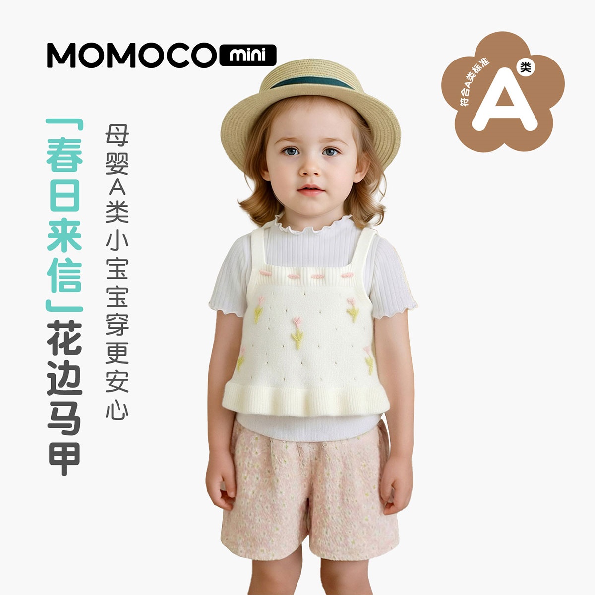 13673530.玛米玛卡女童春季新款甜美小花针织吊带马甲88510245001