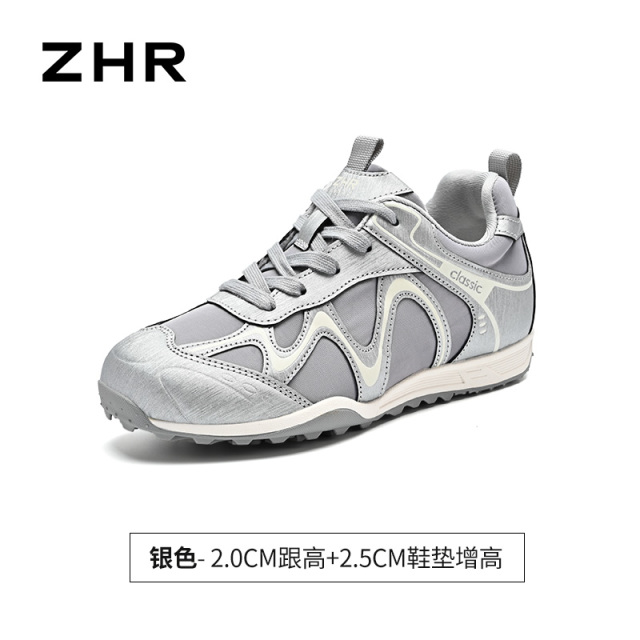 13675386.【ZHR则则】阿甘鞋圆头系带内增高女鞋[超纤+雨伞布]