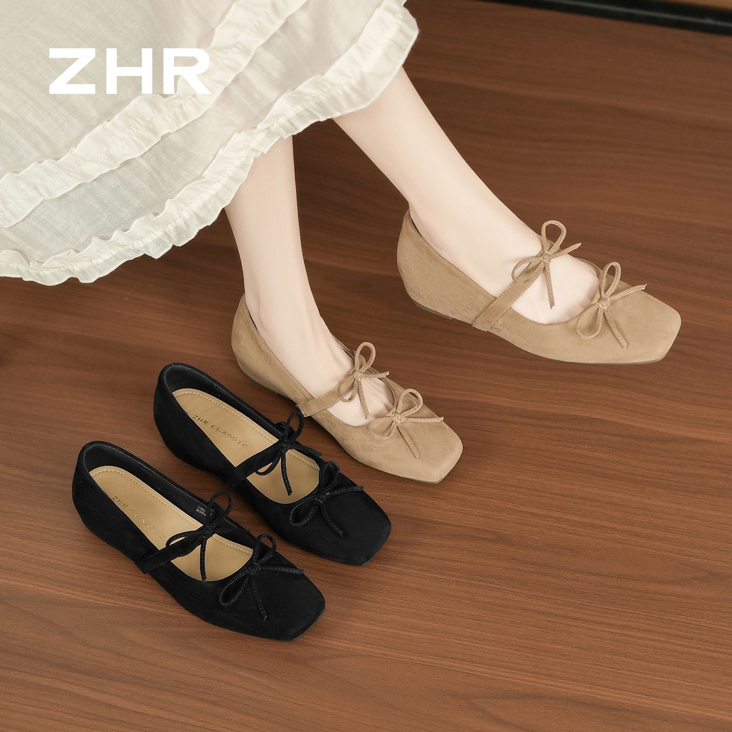 13675366.【ZHR则则】平底玛丽珍鞋圆头套脚内增高女鞋[猪皮软垫]