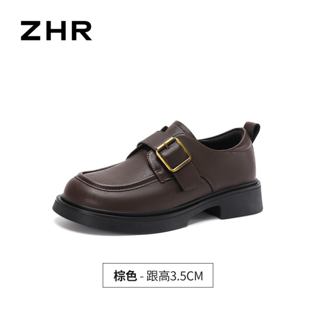 13675350.【ZHR则则】深口单鞋圆头搭扣厚底女鞋[PU]
