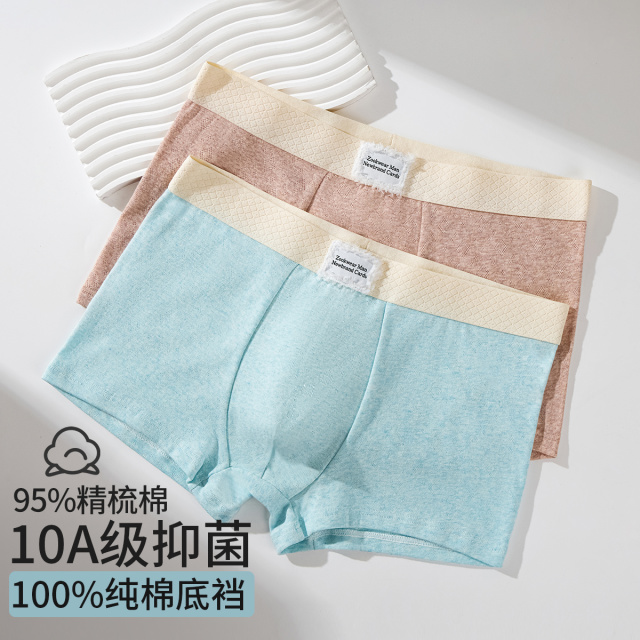 13674471.【10A抑菌】2件男士内裤春夏季薄款运动高弹加长防磨腿平角短裤