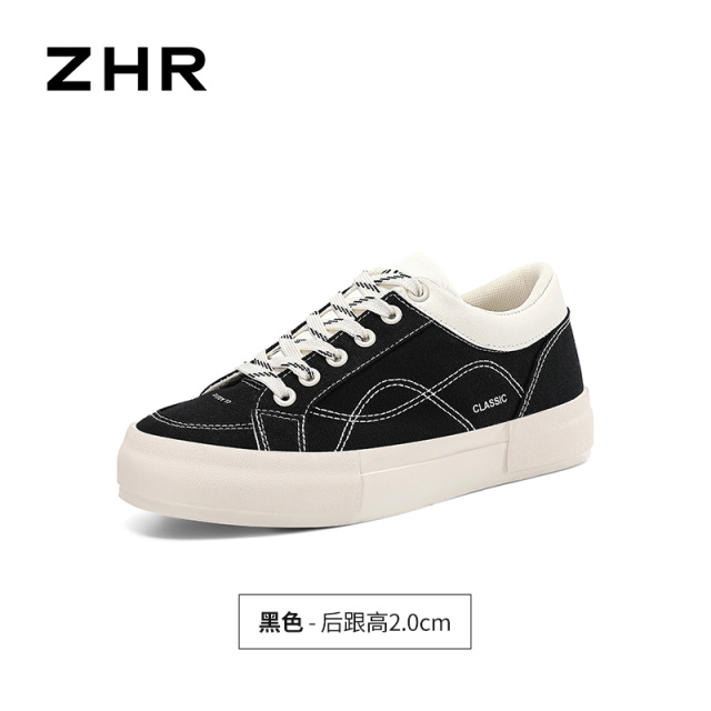 13675342.【ZHR则则】板鞋圆头系带平底女鞋[帆布+PU]