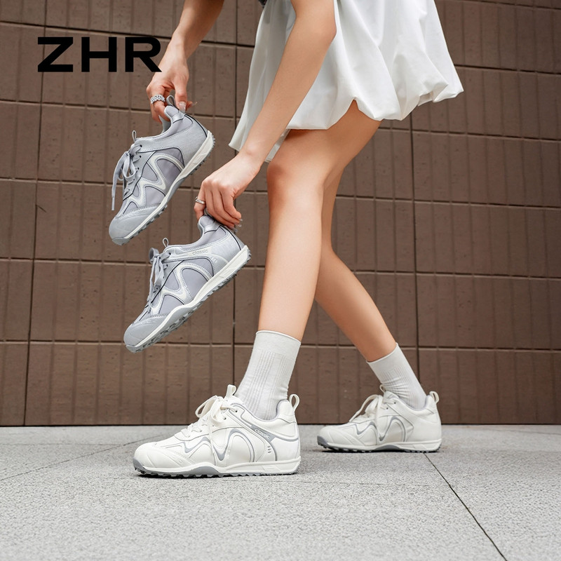 13675386.【ZHR则则】阿甘鞋圆头系带内增高女鞋[超纤+雨伞布]
