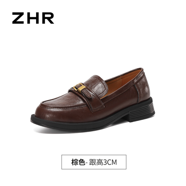 13675365.【ZHR则则】深口单鞋圆头系带平底女鞋[超纤]