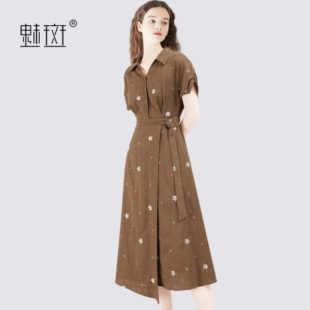 13674341.魅斑衬衫连衣裙A字裙