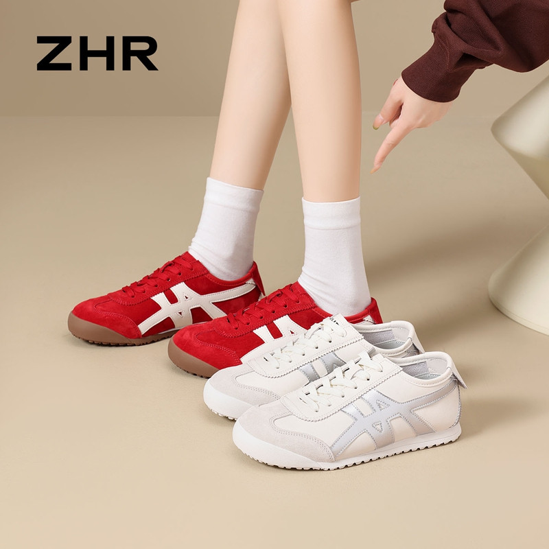 13675345.【ZHR则则】薄底德训鞋圆头系带平底女鞋[猪皮软垫]