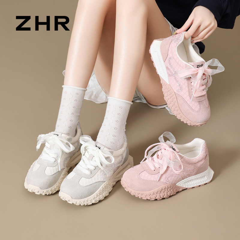 13675374.【ZHR则则】阿甘鞋圆头系带厚底女鞋[网布+头层猪皮+格利特]