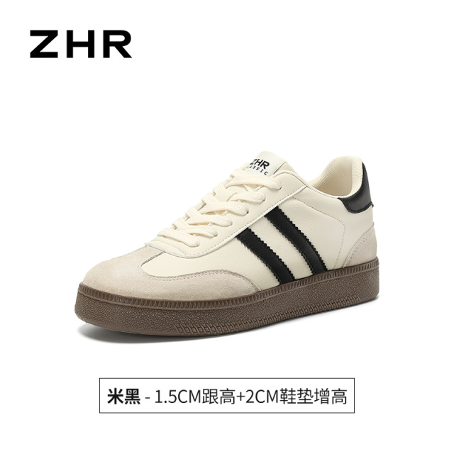 13675373.【ZHR则则】薄底德训鞋圆头系带厚底女鞋[PU+猪巴戈]