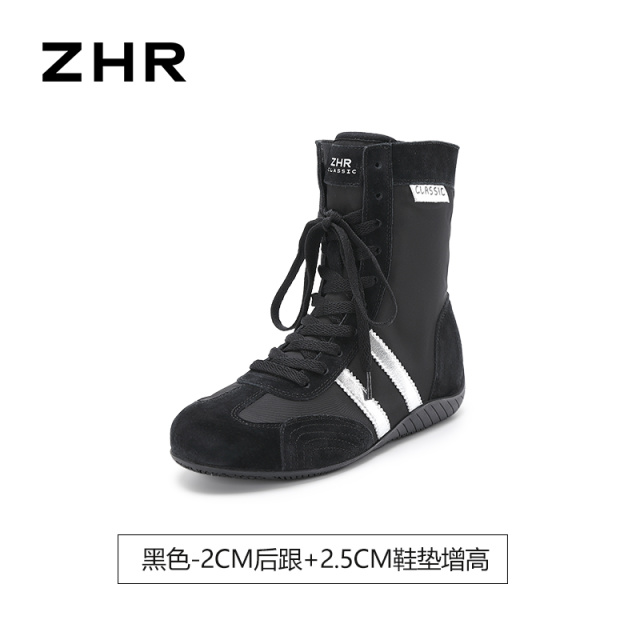 13675338.【ZHR则则】时尚户外靴圆头系带厚底女鞋[沙丁布+猪巴戈]